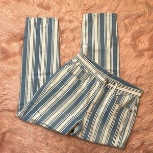 American Eagle‎ Hi Rise Blue & White Stripe Mom Jean Woman’s Size 6